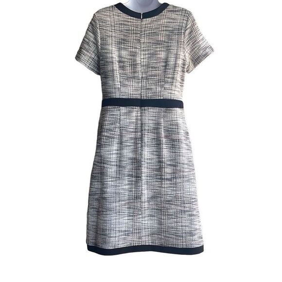 Shelby & Palmer Size 12 Black White Tweed A-Line Dress Short Sleeve Buttons Zip - Picture 2 of 14